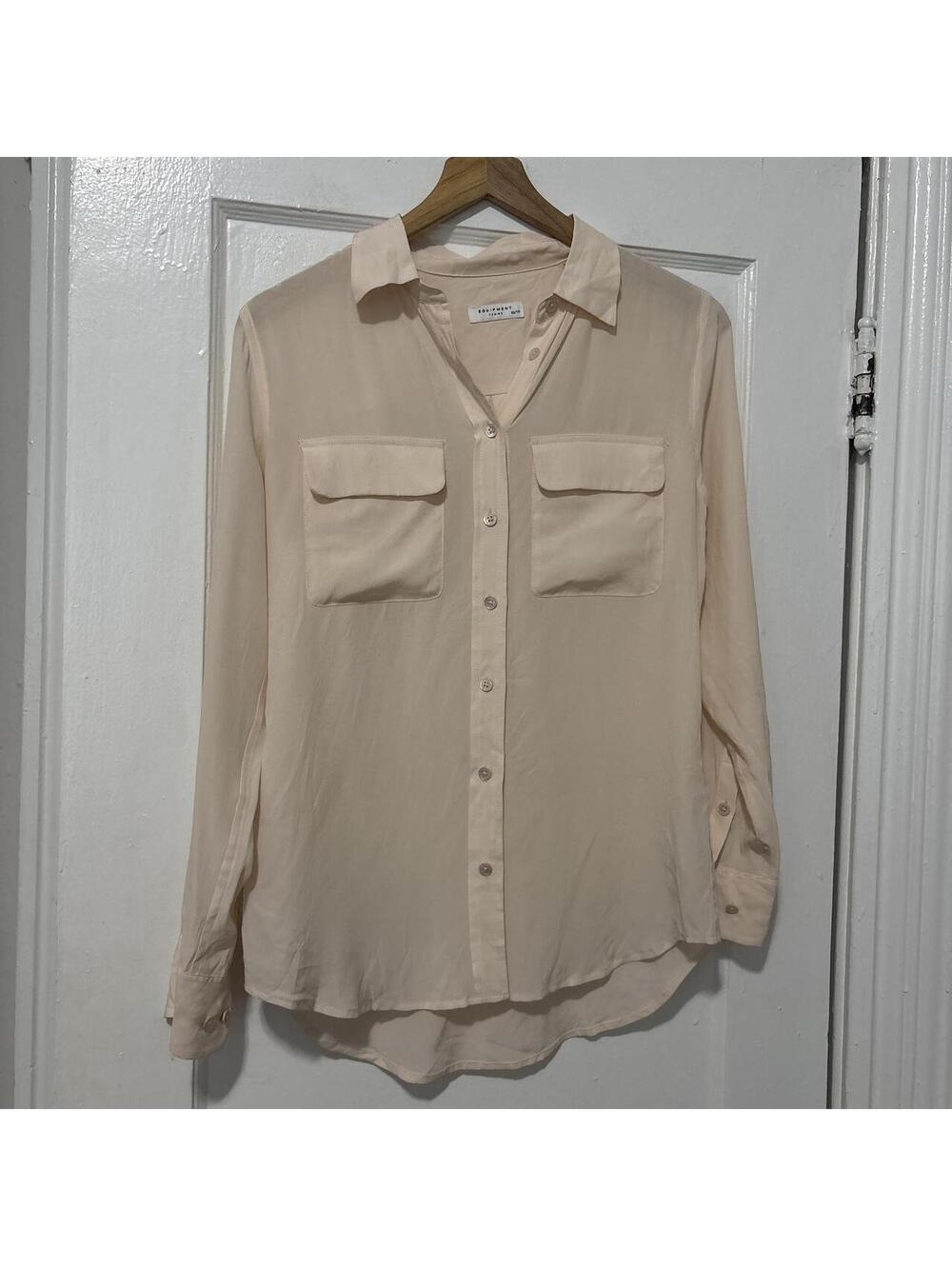 Equipment Women's Pink and Cream Blous